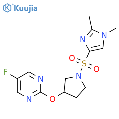 2-((1-((1,2-dimethyl-1H-imidazol-4-yl)sulfonyl)pyrrolidin-3-yl)oxy)-5-fluoropyrimidine structure