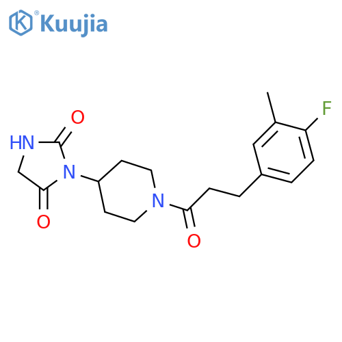 3-[1-[3-(4-fluoro-3-methylphenyl)propanoyl]piperidin-4-yl]imidazolidine-2,4-dione structure