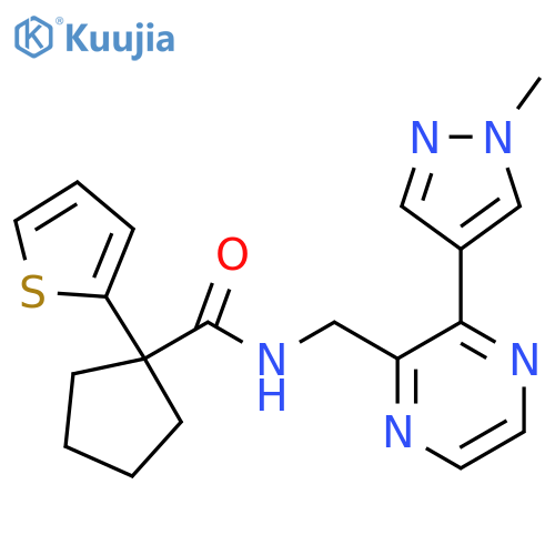 N-{3-(1-methyl-1H-pyrazol-4-yl)pyrazin-2-ylmethyl}-1-(thiophen-2-yl)cyclopentane-1-carboxamide structure