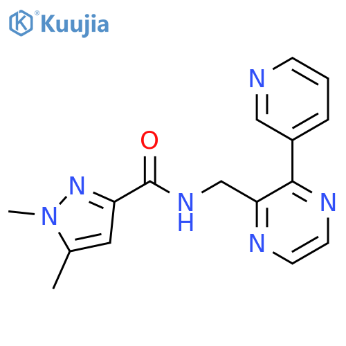 1,5-dimethyl-N-{[3-(pyridin-3-yl)pyrazin-2-yl]methyl}-1H-pyrazole-3-carboxamide structure