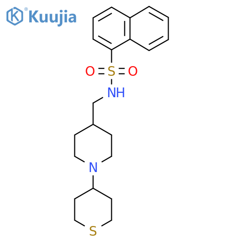 N-((1-(tetrahydro-2H-thiopyran-4-yl)piperidin-4-yl)methyl)naphthalene-1-sulfonamide structure