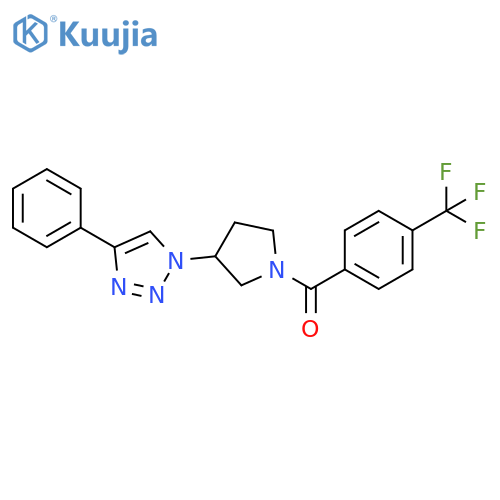 (3-(4-phenyl-1H-1,2,3-triazol-1-yl)pyrrolidin-1-yl)(4-(trifluoromethyl)phenyl)methanone structure