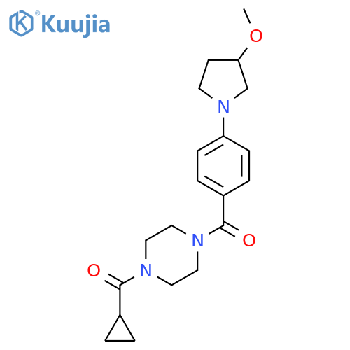 1-cyclopropanecarbonyl-4-4-(3-methoxypyrrolidin-1-yl)benzoylpiperazine structure