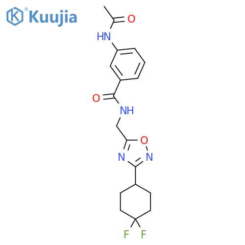 N-{[3-(4,4-difluorocyclohexyl)-1,2,4-oxadiazol-5-yl]methyl}-3-acetamidobenzamide structure