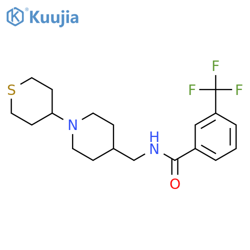 N-[[1-(thian-4-yl)piperidin-4-yl]methyl]-3-(trifluoromethyl)benzamide structure