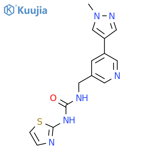 1-{5-(1-methyl-1H-pyrazol-4-yl)pyridin-3-ylmethyl}-3-(1,3-thiazol-2-yl)urea structure