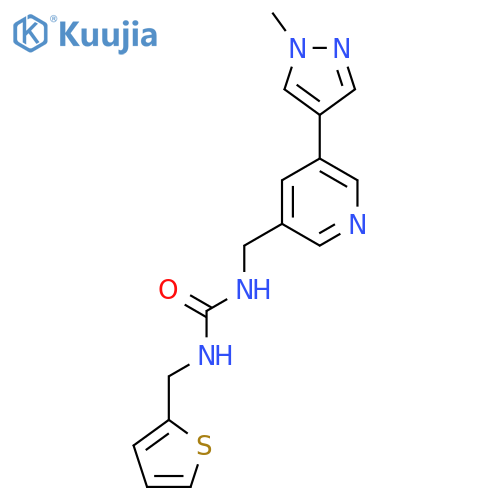 1-{5-(1-methyl-1H-pyrazol-4-yl)pyridin-3-ylmethyl}-3-(thiophen-2-yl)methylurea structure
