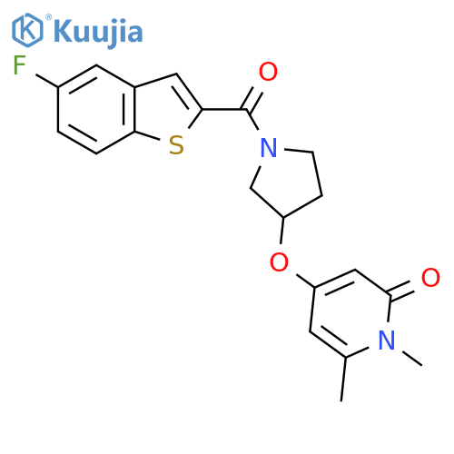 4-((1-(5-fluorobenzo[b]thiophene-2-carbonyl)pyrrolidin-3-yl)oxy)-1,6-dimethylpyridin-2(1H)-one structure