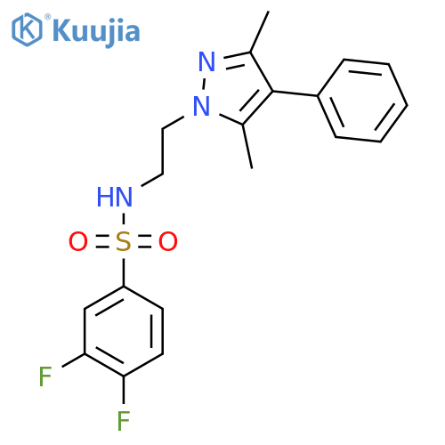 N-2-(3,5-dimethyl-4-phenyl-1H-pyrazol-1-yl)ethyl-3,4-difluorobenzene-1-sulfonamide structure