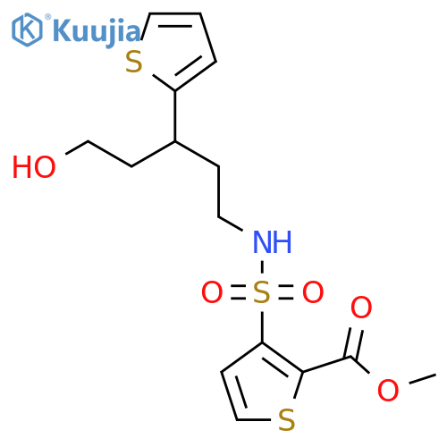methyl 3-{5-hydroxy-3-(thiophen-2-yl)pentylsulfamoyl}thiophene-2-carboxylate structure