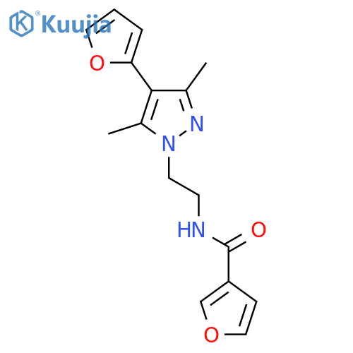 N-{2-[4-(furan-2-yl)-3,5-dimethyl-1H-pyrazol-1-yl]ethyl}furan-3-carboxamide structure