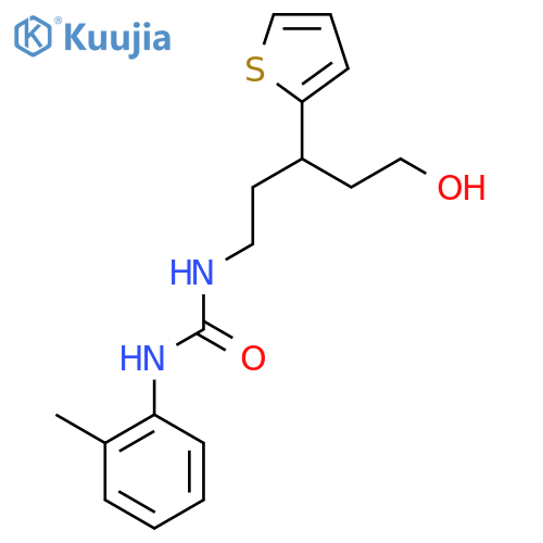 3-[5-hydroxy-3-(thiophen-2-yl)pentyl]-1-(2-methylphenyl)urea structure