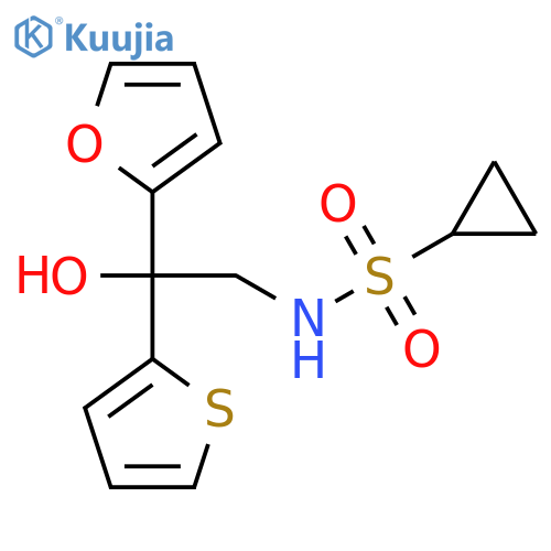 N-[2-(furan-2-yl)-2-hydroxy-2-(thiophen-2-yl)ethyl]cyclopropanesulfonamide structure