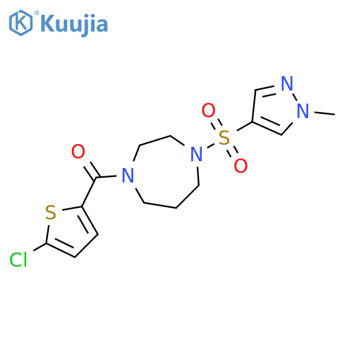 1-(5-chlorothiophene-2-carbonyl)-4-[(1-methyl-1H-pyrazol-4-yl)sulfonyl]-1,4-diazepane structure