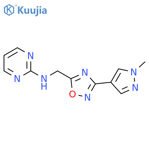 N-{[3-(1-methyl-1H-pyrazol-4-yl)-1,2,4-oxadiazol-5-yl]methyl}pyrimidin-2-amine structure