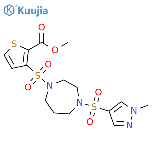 methyl 3-({4-[(1-methyl-1H-pyrazol-4-yl)sulfonyl]-1,4-diazepan-1-yl}sulfonyl)thiophene-2-carboxylate structure