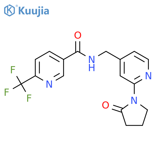 N-{[2-(2-oxopyrrolidin-1-yl)pyridin-4-yl]methyl}-6-(trifluoromethyl)pyridine-3-carboxamide structure