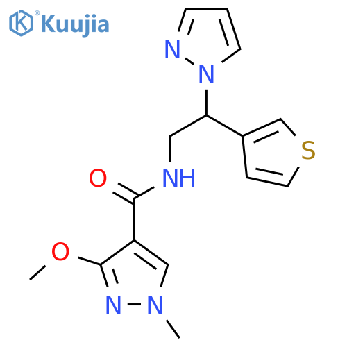 3-methoxy-1-methyl-N-[2-(1H-pyrazol-1-yl)-2-(thiophen-3-yl)ethyl]-1H-pyrazole-4-carboxamide structure