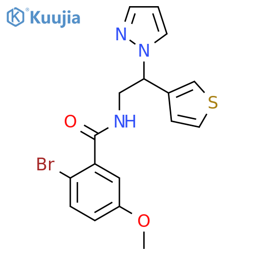 2-bromo-5-methoxy-N-[2-(1H-pyrazol-1-yl)-2-(thiophen-3-yl)ethyl]benzamide structure