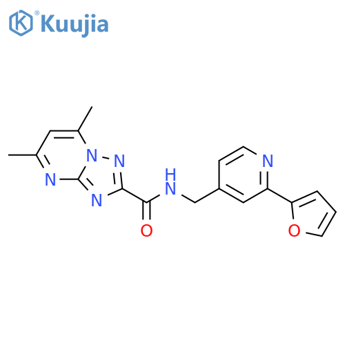 N-{[2-(furan-2-yl)pyridin-4-yl]methyl}-5,7-dimethyl-[1,2,4]triazolo[1,5-a]pyrimidine-2-carboxamide structure