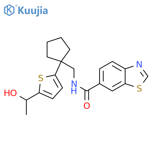 N-({1-[5-(1-hydroxyethyl)thiophen-2-yl]cyclopentyl}methyl)-1,3-benzothiazole-6-carboxamide structure