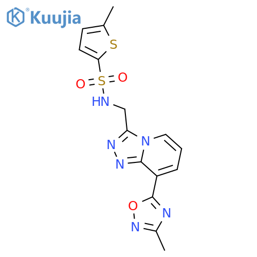 5-methyl-N-{[8-(3-methyl-1,2,4-oxadiazol-5-yl)-[1,2,4]triazolo[4,3-a]pyridin-3-yl]methyl}thiophene-2-sulfonamide structure