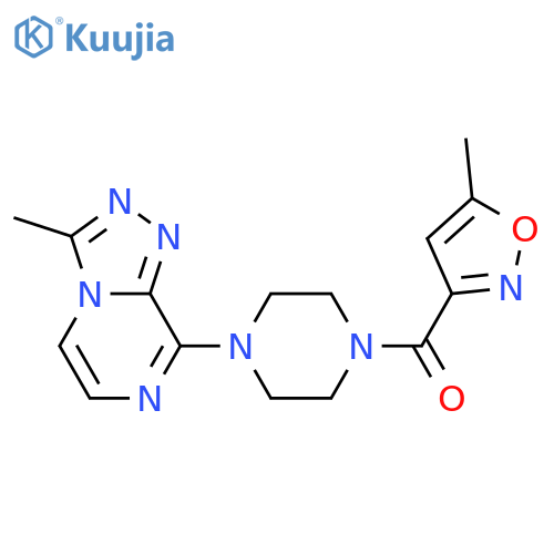 1-(5-methyl-1,2-oxazole-3-carbonyl)-4-{3-methyl-[1,2,4]triazolo[4,3-a]pyrazin-8-yl}piperazine structure