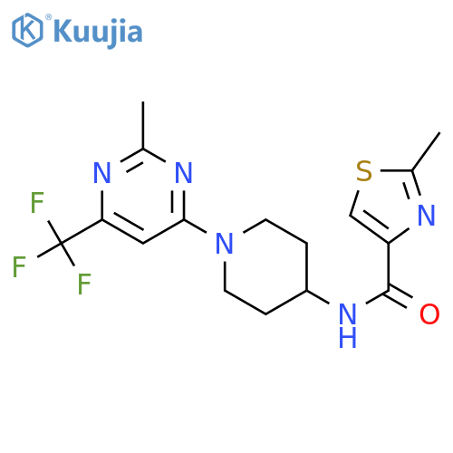 2-methyl-N-{1-[2-methyl-6-(trifluoromethyl)pyrimidin-4-yl]piperidin-4-yl}-1,3-thiazole-4-carboxamide structure