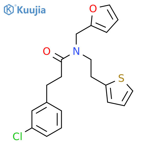 3-(3-chlorophenyl)-N-[(furan-2-yl)methyl]-N-[2-(thiophen-2-yl)ethyl]propanamide structure