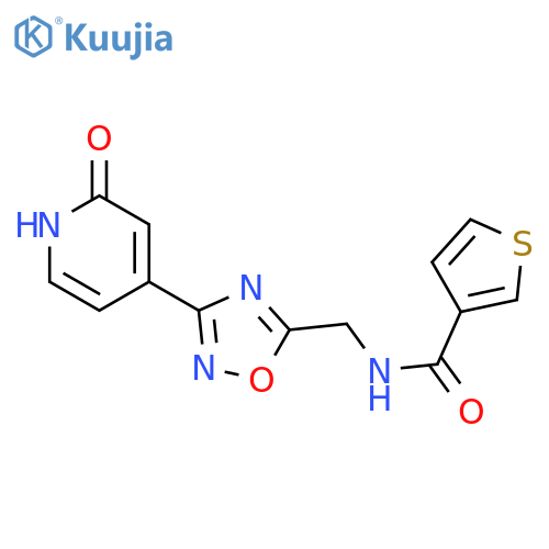 N-{[3-(2-oxo-1,2-dihydropyridin-4-yl)-1,2,4-oxadiazol-5-yl]methyl}thiophene-3-carboxamide structure