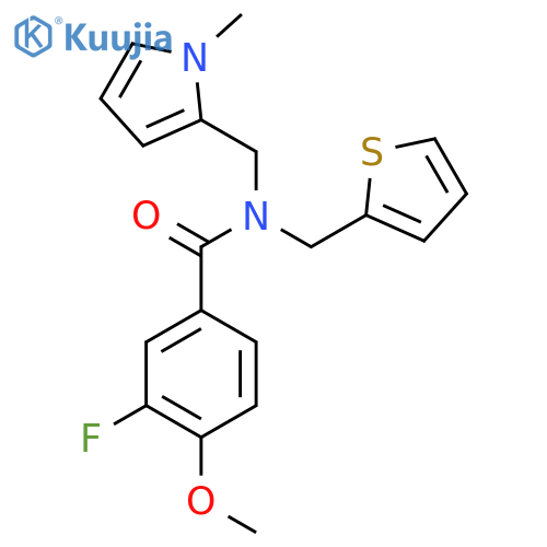 3-fluoro-4-methoxy-N-[(1-methyl-1H-pyrrol-2-yl)methyl]-N-[(thiophen-2-yl)methyl]benzamide structure