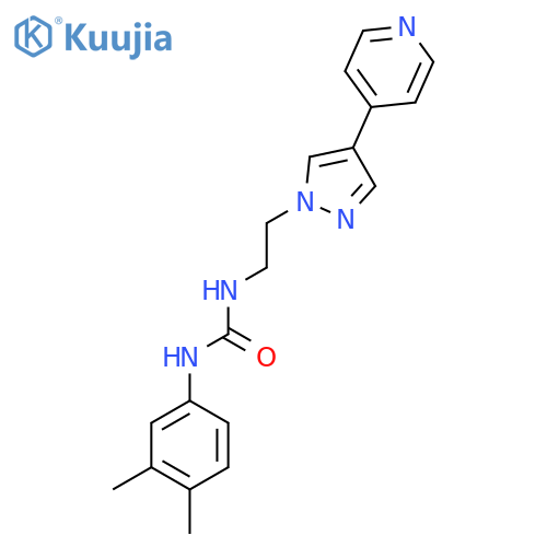 1-(3,4-dimethylphenyl)-3-{2-4-(pyridin-4-yl)-1H-pyrazol-1-ylethyl}urea structure