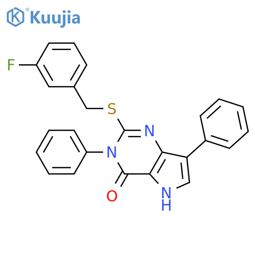2-{[(3-fluorophenyl)methyl]sulfanyl}-3,7-diphenyl-3H,4H,5H-pyrrolo[3,2-d]pyrimidin-4-one structure