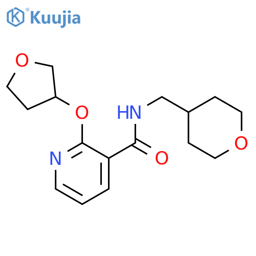 N-(oxan-4-ylmethyl)-2-(oxolan-3-yloxy)pyridine-3-carboxamide structure