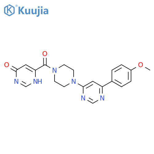 6-{4-[6-(4-methoxyphenyl)pyrimidin-4-yl]piperazine-1-carbonyl}pyrimidin-4-ol structure