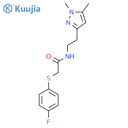 N-2-(1,5-dimethyl-1H-pyrazol-3-yl)ethyl-2-(4-fluorophenyl)sulfanylacetamide structure