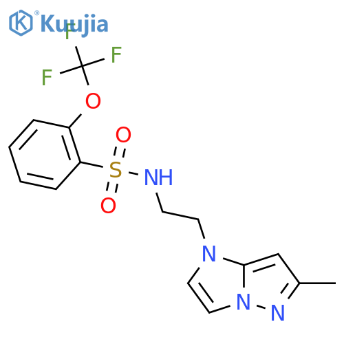 N-(2-{6-methyl-1H-pyrazolo[1,5-a]imidazol-1-yl}ethyl)-2-(trifluoromethoxy)benzene-1-sulfonamide structure
