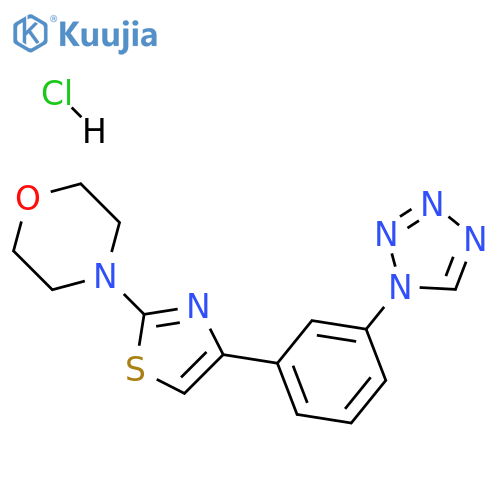 4-[4-[3-(tetrazol-1-yl)phenyl]-1,3-thiazol-2-yl]morpholine:hydrochloride structure
