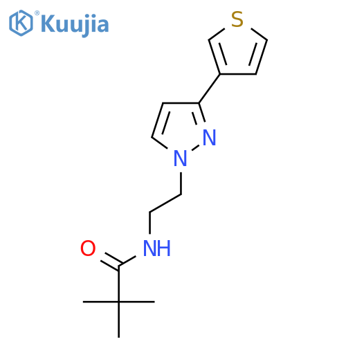 2,2-dimethyl-N-{2-[3-(thiophen-3-yl)-1H-pyrazol-1-yl]ethyl}propanamide structure