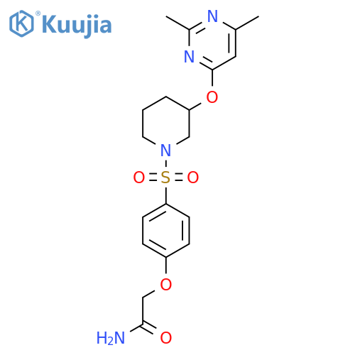 2-[4-({3-[(2,6-dimethylpyrimidin-4-yl)oxy]piperidin-1-yl}sulfonyl)phenoxy]acetamide structure