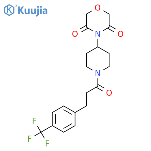 4-(1-{3-4-(trifluoromethyl)phenylpropanoyl}piperidin-4-yl)morpholine-3,5-dione structure