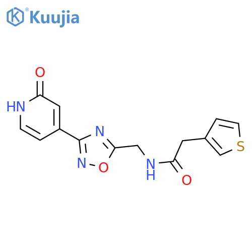 N-{[3-(2-oxo-1,2-dihydropyridin-4-yl)-1,2,4-oxadiazol-5-yl]methyl}-2-(thiophen-3-yl)acetamide structure