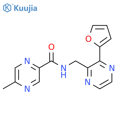 N-{3-(furan-2-yl)pyrazin-2-ylmethyl}-5-methylpyrazine-2-carboxamide structure