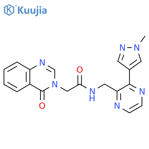N-{3-(1-methyl-1H-pyrazol-4-yl)pyrazin-2-ylmethyl}-2-(4-oxo-3,4-dihydroquinazolin-3-yl)acetamide structure