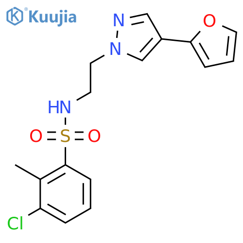3-chloro-N-{2-[4-(furan-2-yl)-1H-pyrazol-1-yl]ethyl}-2-methylbenzene-1-sulfonamide structure
