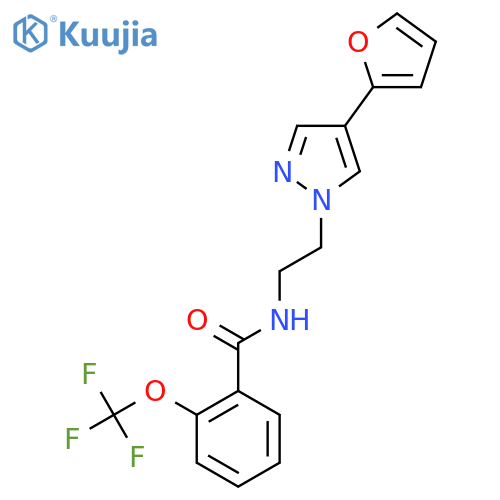 N-{2-4-(furan-2-yl)-1H-pyrazol-1-ylethyl}-2-(trifluoromethoxy)benzamide structure