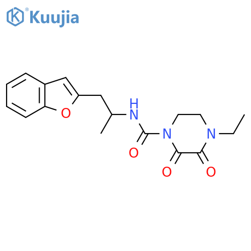 N-[1-(1-benzofuran-2-yl)propan-2-yl]-4-ethyl-2,3-dioxopiperazine-1-carboxamide structure