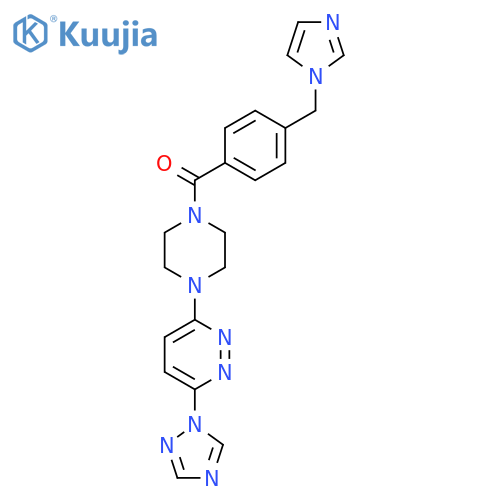 3-(4-{4-[(1H-imidazol-1-yl)methyl]benzoyl}piperazin-1-yl)-6-(1H-1,2,4-triazol-1-yl)pyridazine structure