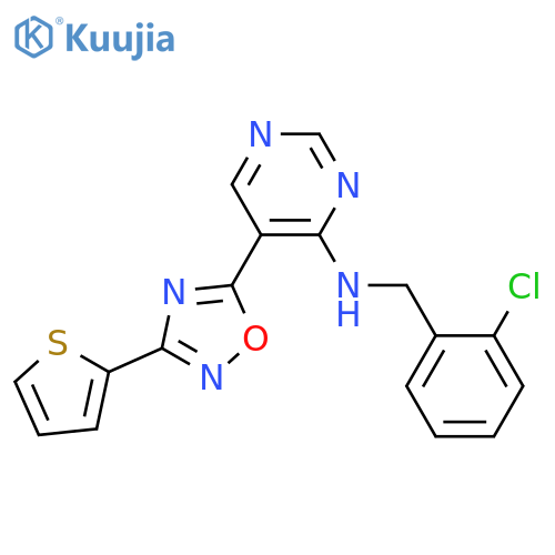 N-[(2-chlorophenyl)methyl]-5-[3-(thiophen-2-yl)-1,2,4-oxadiazol-5-yl]pyrimidin-4-amine structure