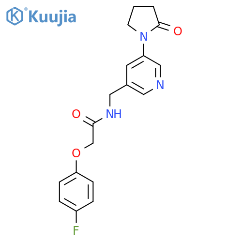 2-(4-fluorophenoxy)-N-{[5-(2-oxopyrrolidin-1-yl)pyridin-3-yl]methyl}acetamide structure